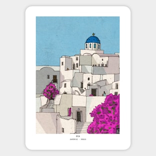 Oia Santorini Greece Illustration Sticker